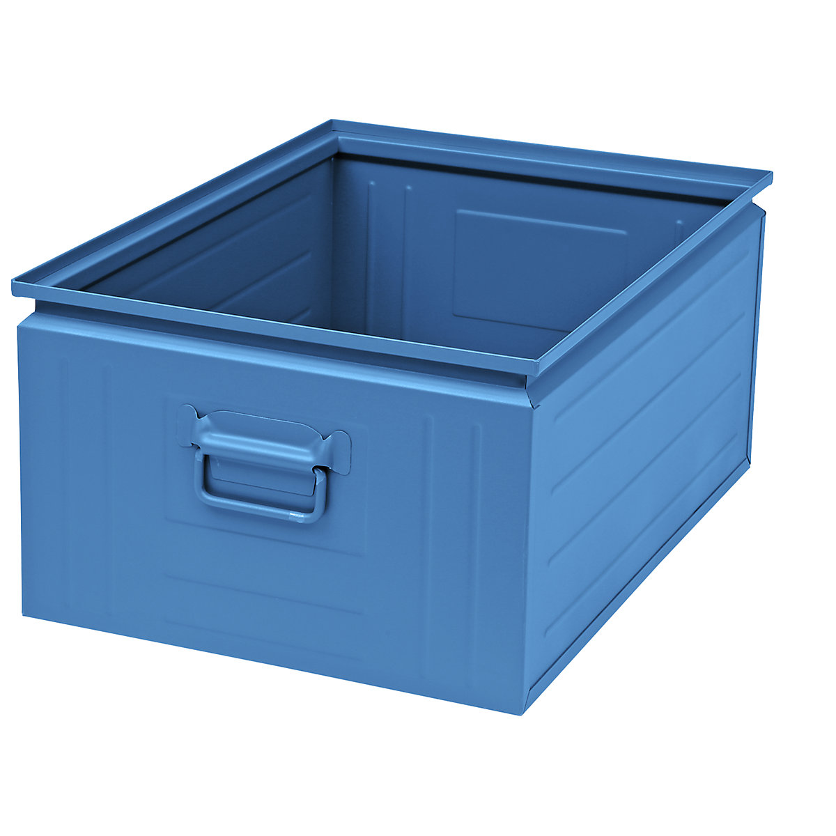 Stacking container made of sheet steel, capacity approx. 80 l, light blue RAL 5012-4