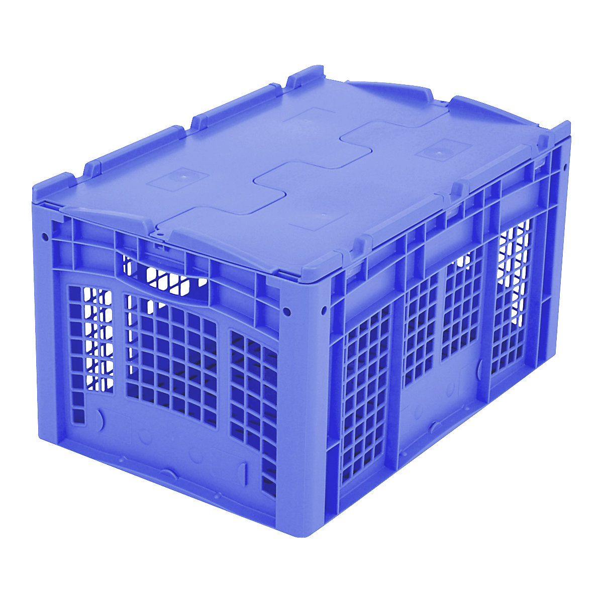XL Euro stacking container – BITO, with lid, perforated, LxWxH 600 x 400 x 338 mm-1