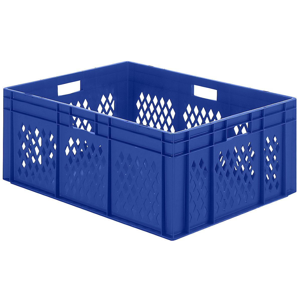 Euro stacking container, perforated walls, closed base, LxWxH 800 x 600 x 320 mm, blue, pack of 2