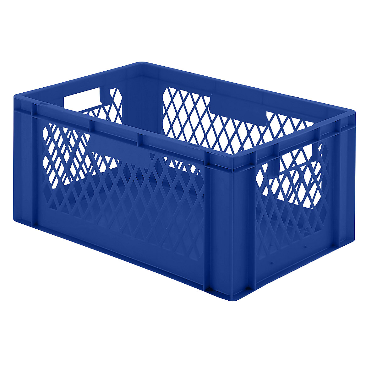 Euro stacking container, perforated walls, closed base, LxWxH 600 x 400 x 270 mm, blue, pack of 5