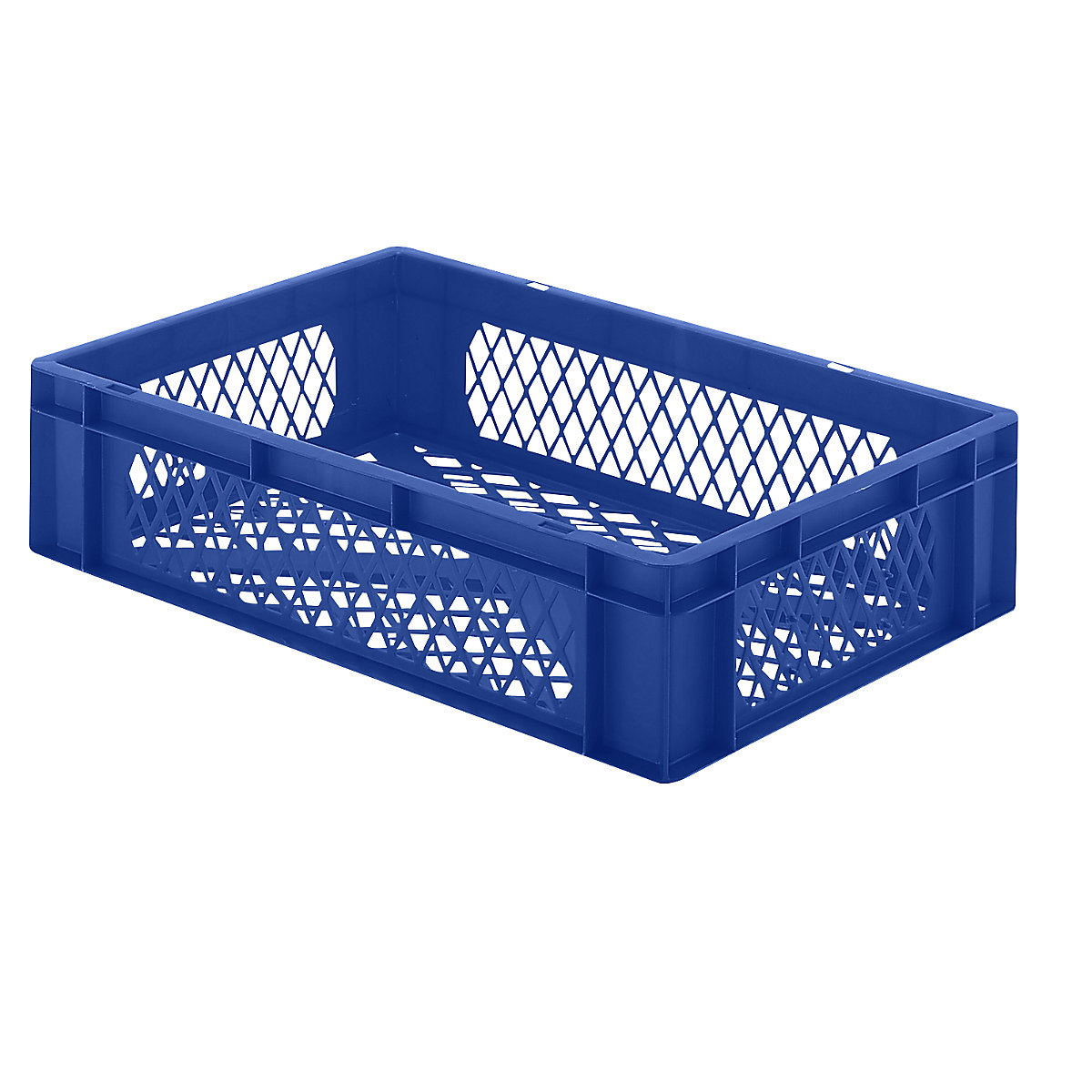 Euro stacking container, perforated walls and base, LxWxH 600 x 400 x 145 mm, blue, pack of 5