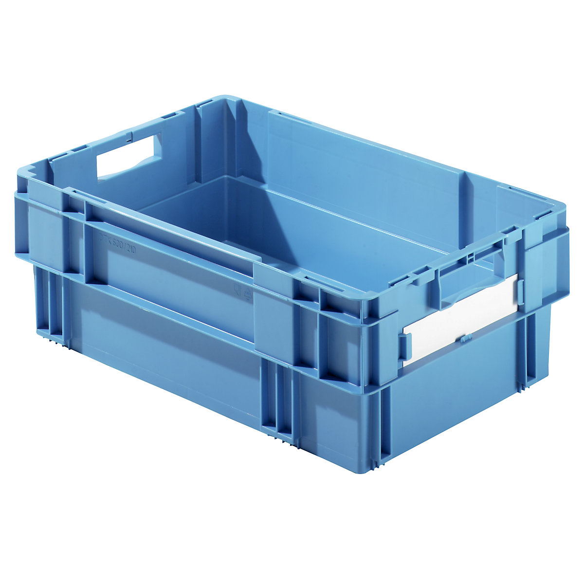 Stacking box, capacity 37 litres, solid walls and base, pack of 4, blue