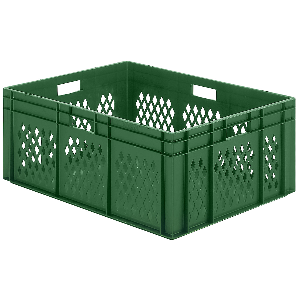 Euro stacking container, perforated walls, closed base, LxWxH 800 x 600 x 320 mm, green, pack of 2