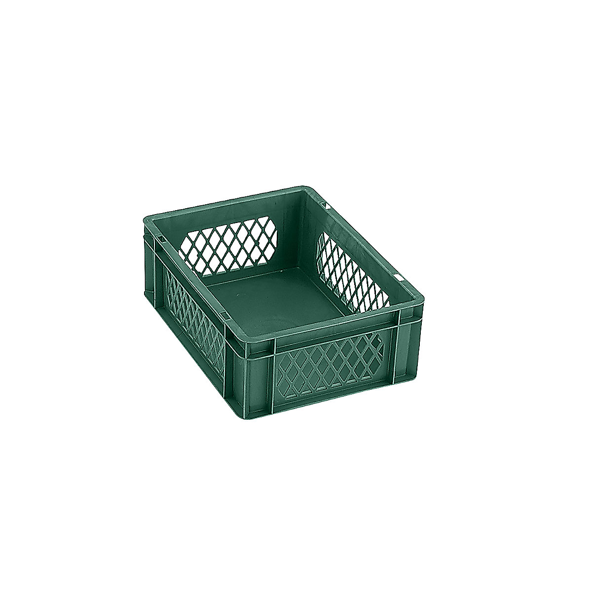 Euro stacking container, perforated walls, closed base, LxWxH 400 x 300 x 145 mm, green, pack of 5