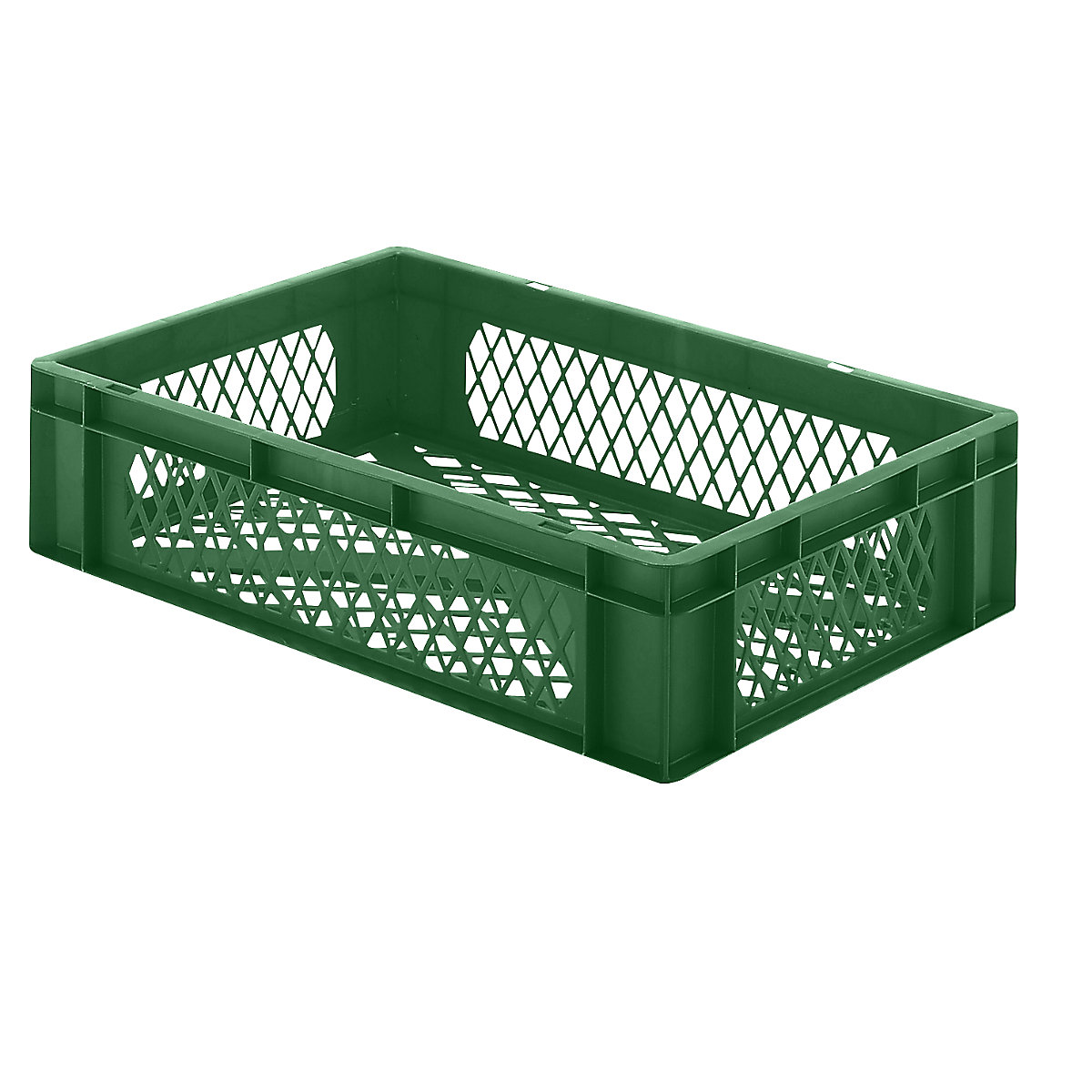 Euro stacking container, perforated walls and base, LxWxH 600 x 400 x 145 mm, green, pack of 5