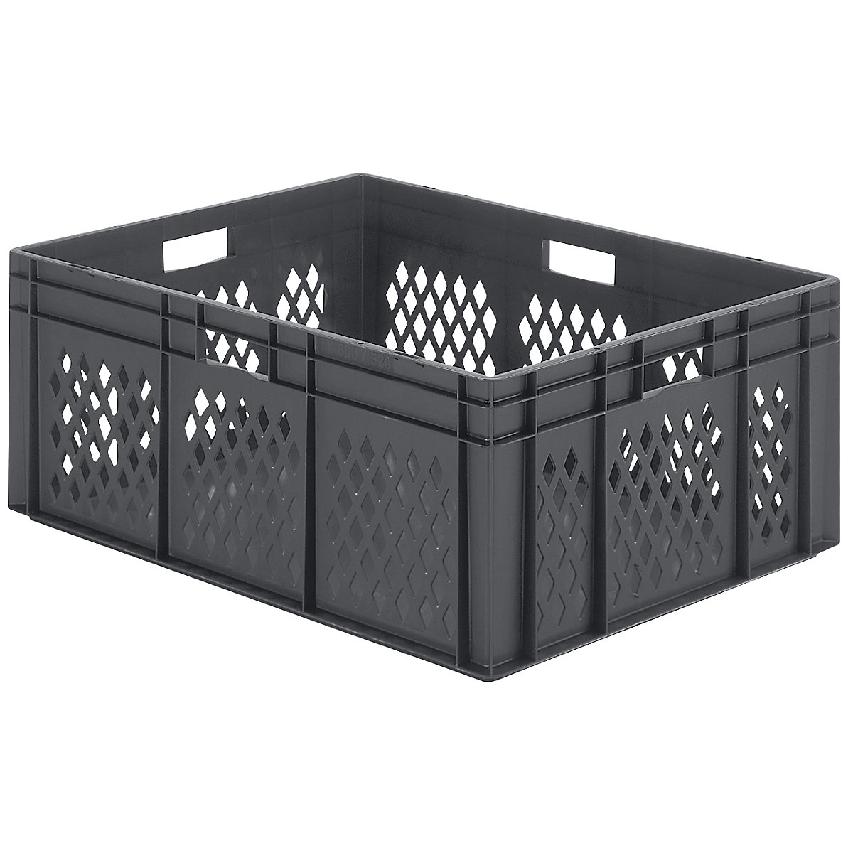 Euro stacking container, perforated walls, closed base, LxWxH 800 x 600 x 320 mm, grey, pack of 2