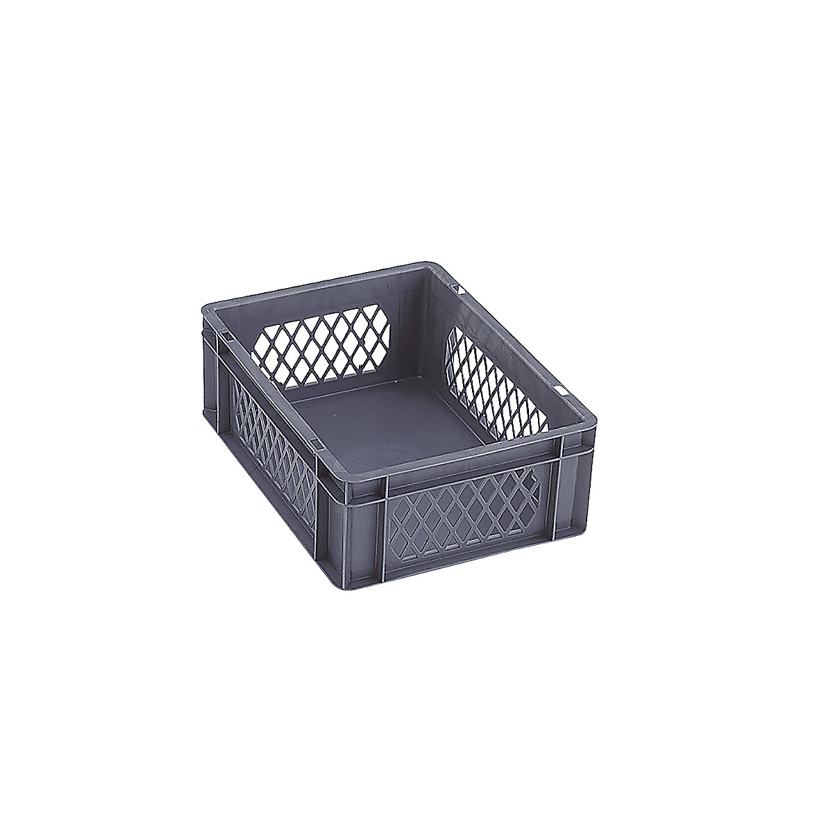 Euro stacking container, perforated walls, closed base, LxWxH 400 x 300 x 145 mm, grey, pack of 5