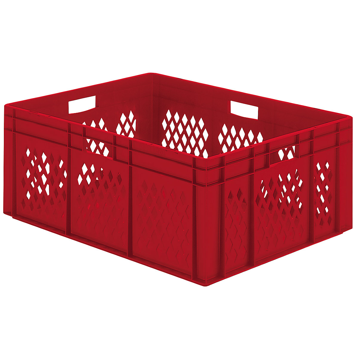 Euro stacking container, perforated walls, closed base, LxWxH 800 x 600 x 320 mm, red, pack of 2