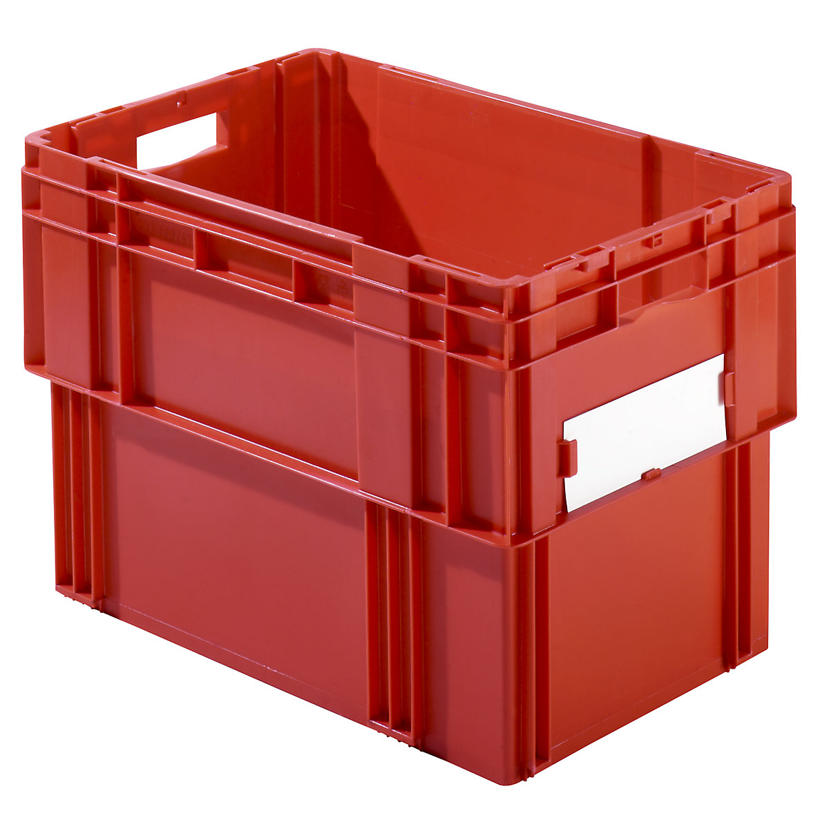 Stacking box, capacity 78 litres, solid walls and base, pack of 4, red
