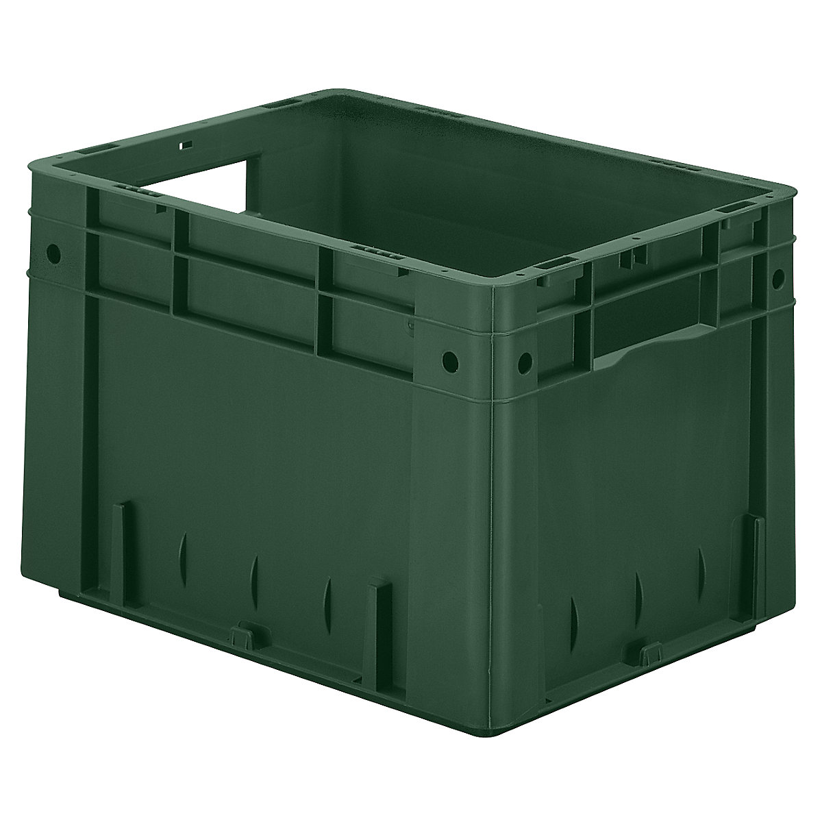 Heavy duty Euro container, polypropylene, capacity 23.3 l, LxWxH 400 x 300 x 270 mm, solid walls, solid base, green, pack of 4