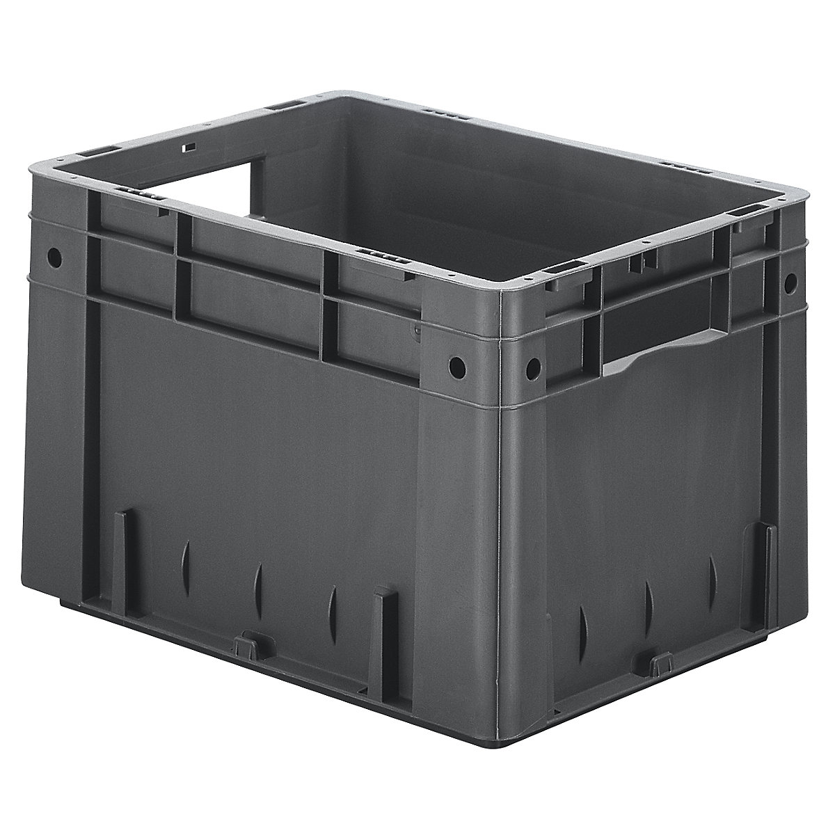 Heavy duty Euro container, polypropylene, capacity 23.3 l, LxWxH 400 x 300 x 270 mm, solid walls, solid base, grey, pack of 4