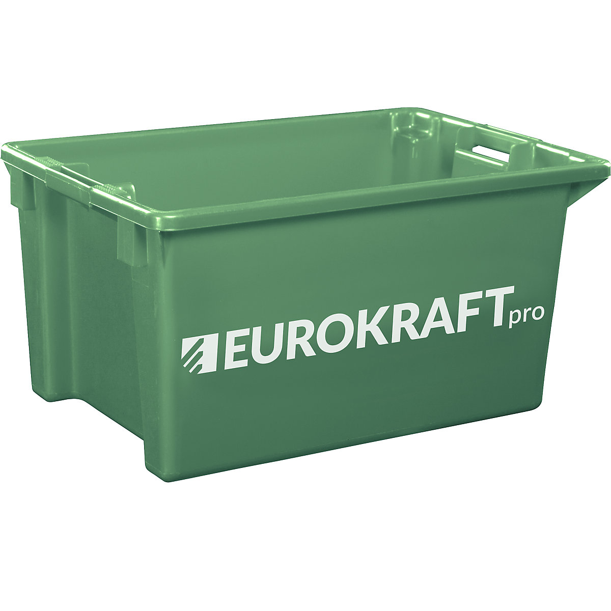 EUROKRAFTpro – Stack/nest container made of polypropylene suitable for foodstuffs, 70 l capacity, pack of 2, solid walls and base, green