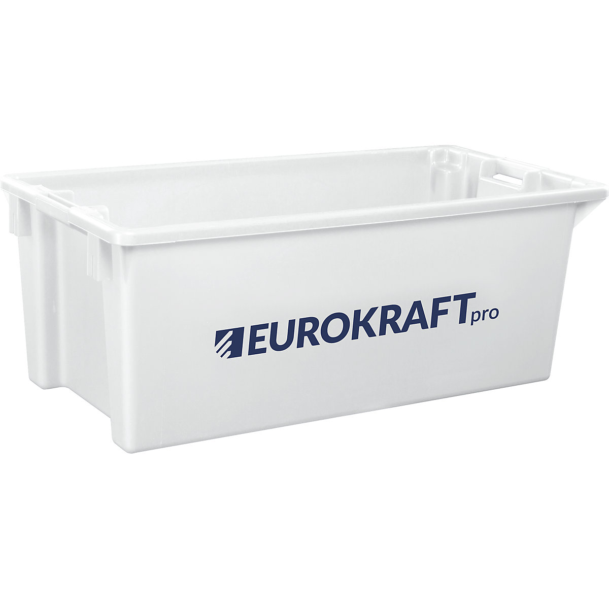 EUROKRAFTpro – Stack/nest container made of polypropylene suitable for foodstuffs, 13 l capacity, pack of 4, solid walls and base, natural colour