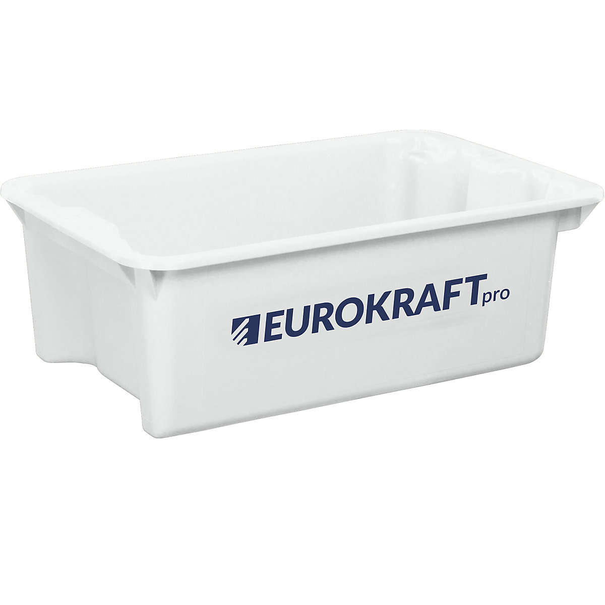 EUROKRAFTpro – Stack/nest container made of polypropylene suitable for foodstuffs, 34 l capacity, pack of 3, solid walls and base, natural colour