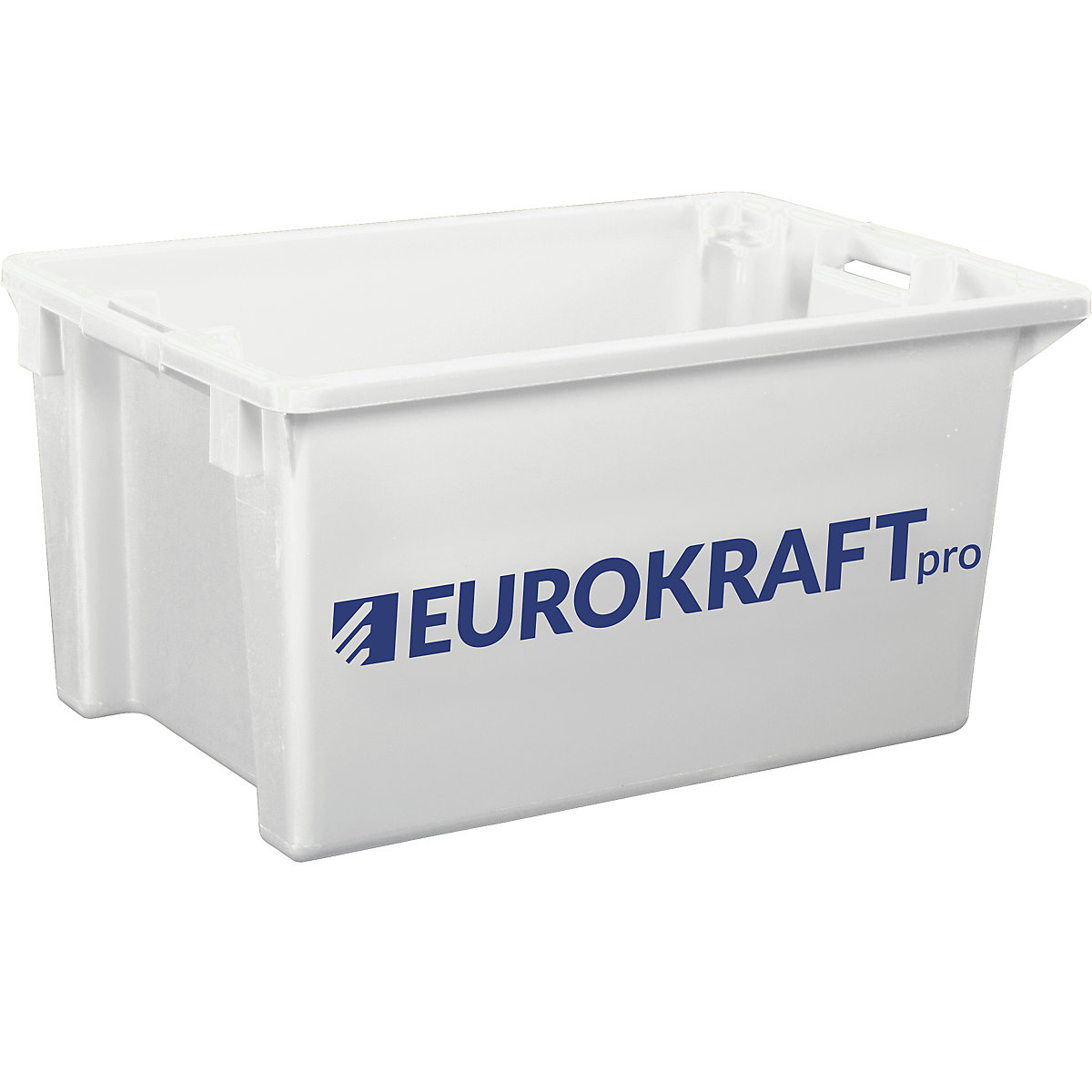 EUROKRAFTpro – Stack/nest container made of polypropylene suitable for foodstuffs, 70 l capacity, pack of 2, solid walls and base, natural colour