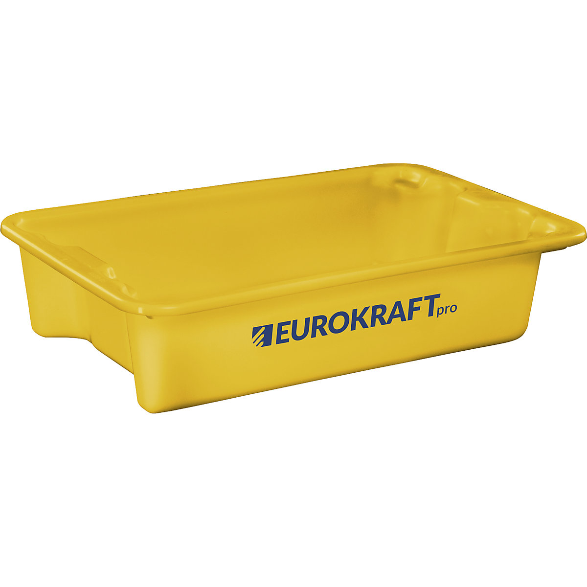 EUROKRAFTpro – Stack/nest container made of polypropylene suitable for foodstuffs, 18 l capacity, pack of 3, solid walls and base, yellow
