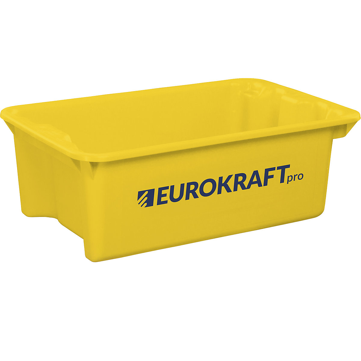 EUROKRAFTpro – Stack/nest container made of polypropylene suitable for foodstuffs, 34 l capacity, pack of 3, solid walls and base, yellow