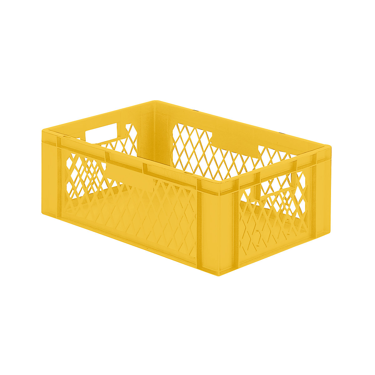 Euro stacking container, perforated walls, closed base, LxWxH 600 x 400 x 210 mm, yellow, pack of 5