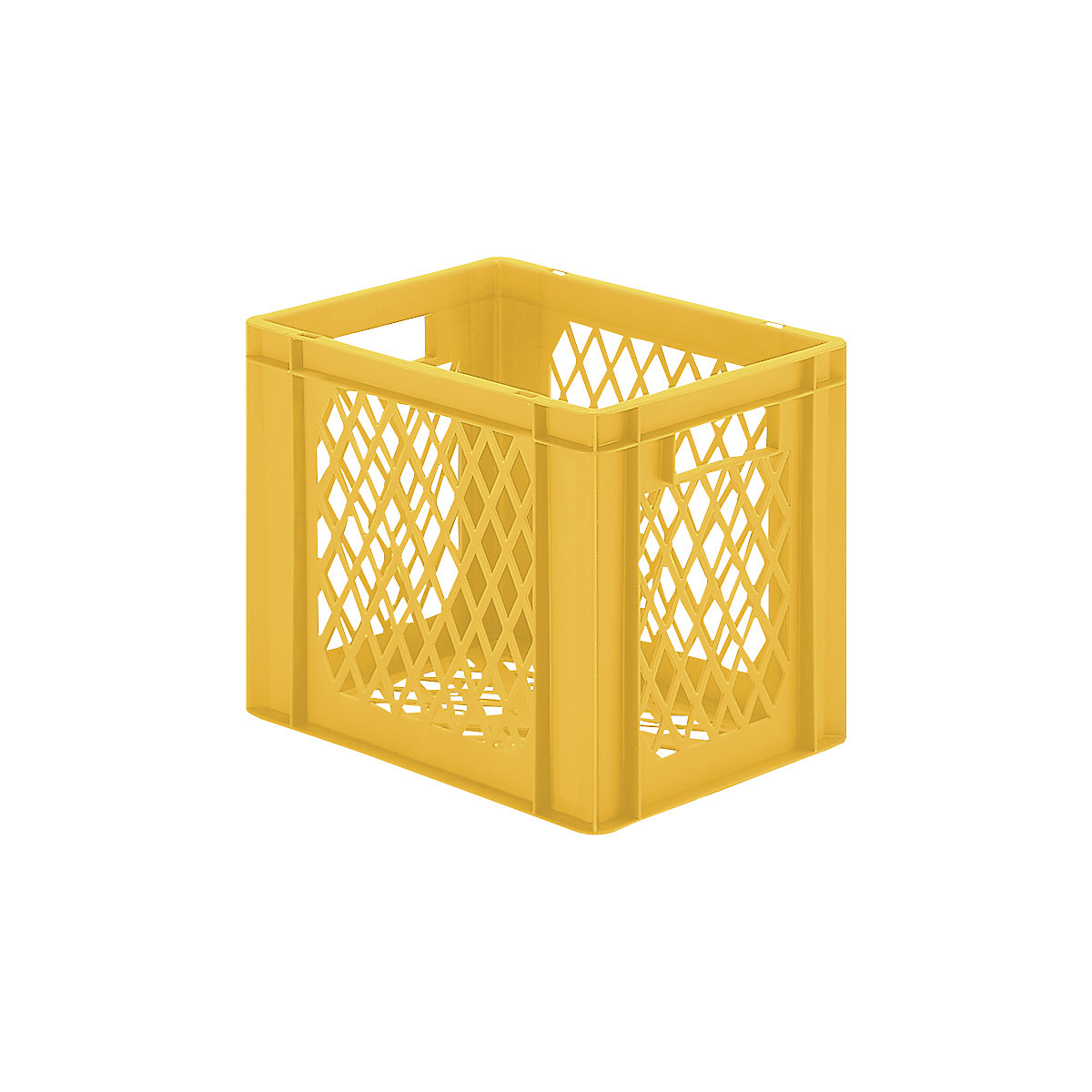 Euro stacking container, perforated walls and base, LxWxH 400 x 300 x 320 mm, yellow, pack of 5
