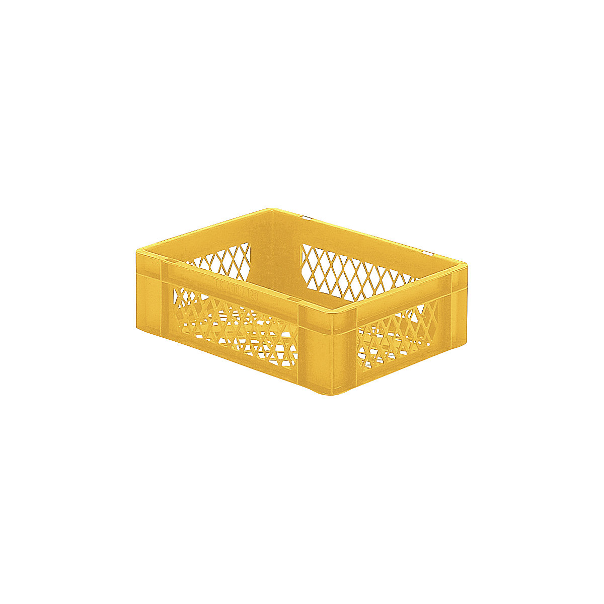 Euro stacking container, perforated walls and base, LxWxH 400 x 300 x 120 mm, yellow, pack of 5