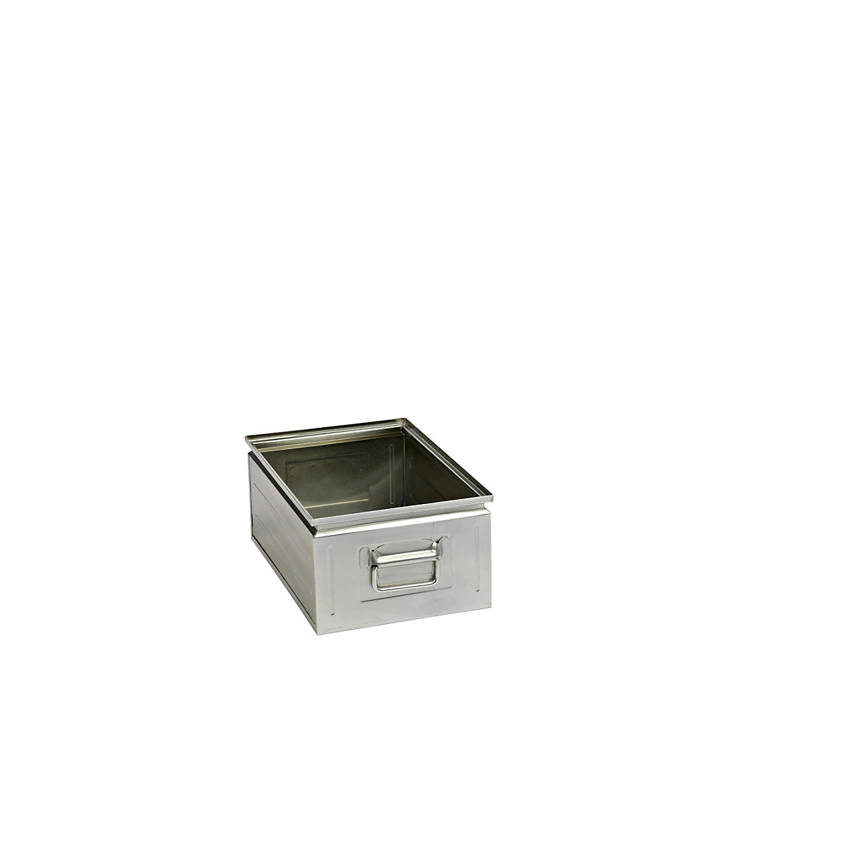 Stacking container made of sheet steel, capacity approx. 25 l, zinc plated