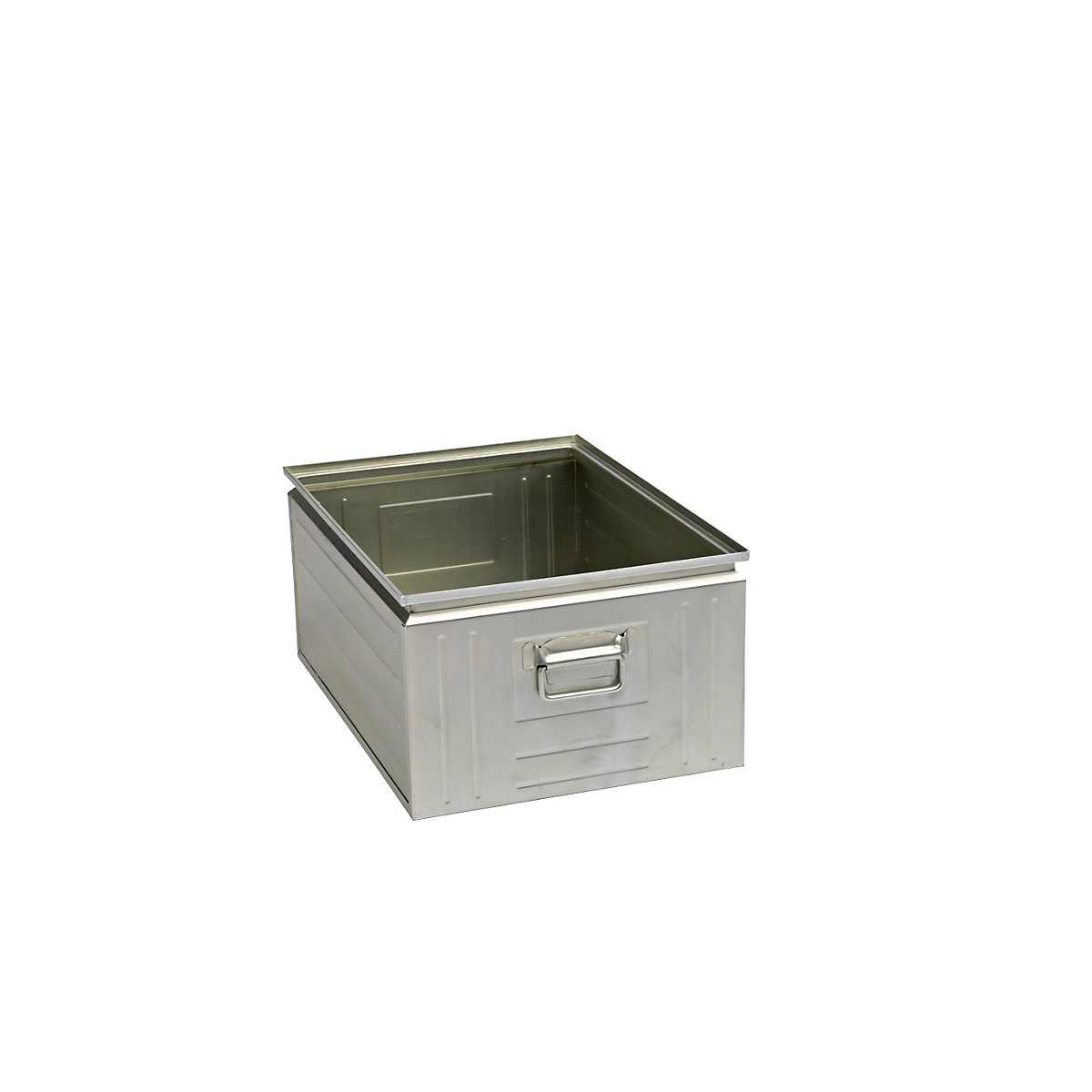 Stacking container made of sheet steel, capacity approx. 80 l, zinc plated