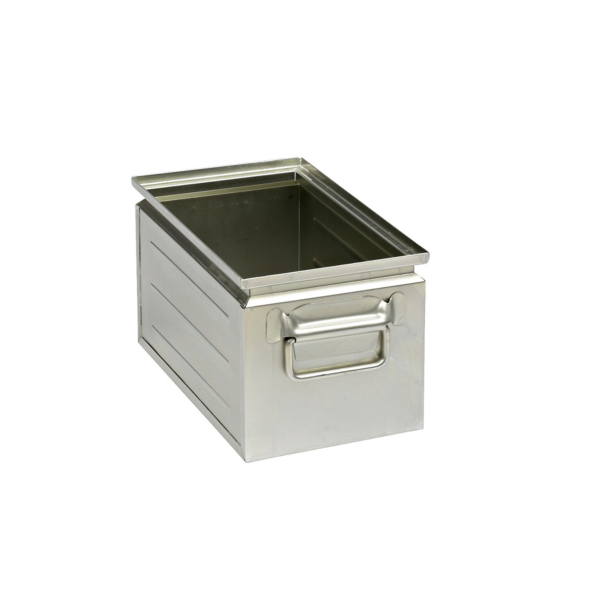 Stacking container made of sheet steel, capacity approx. 14 l, zinc plated