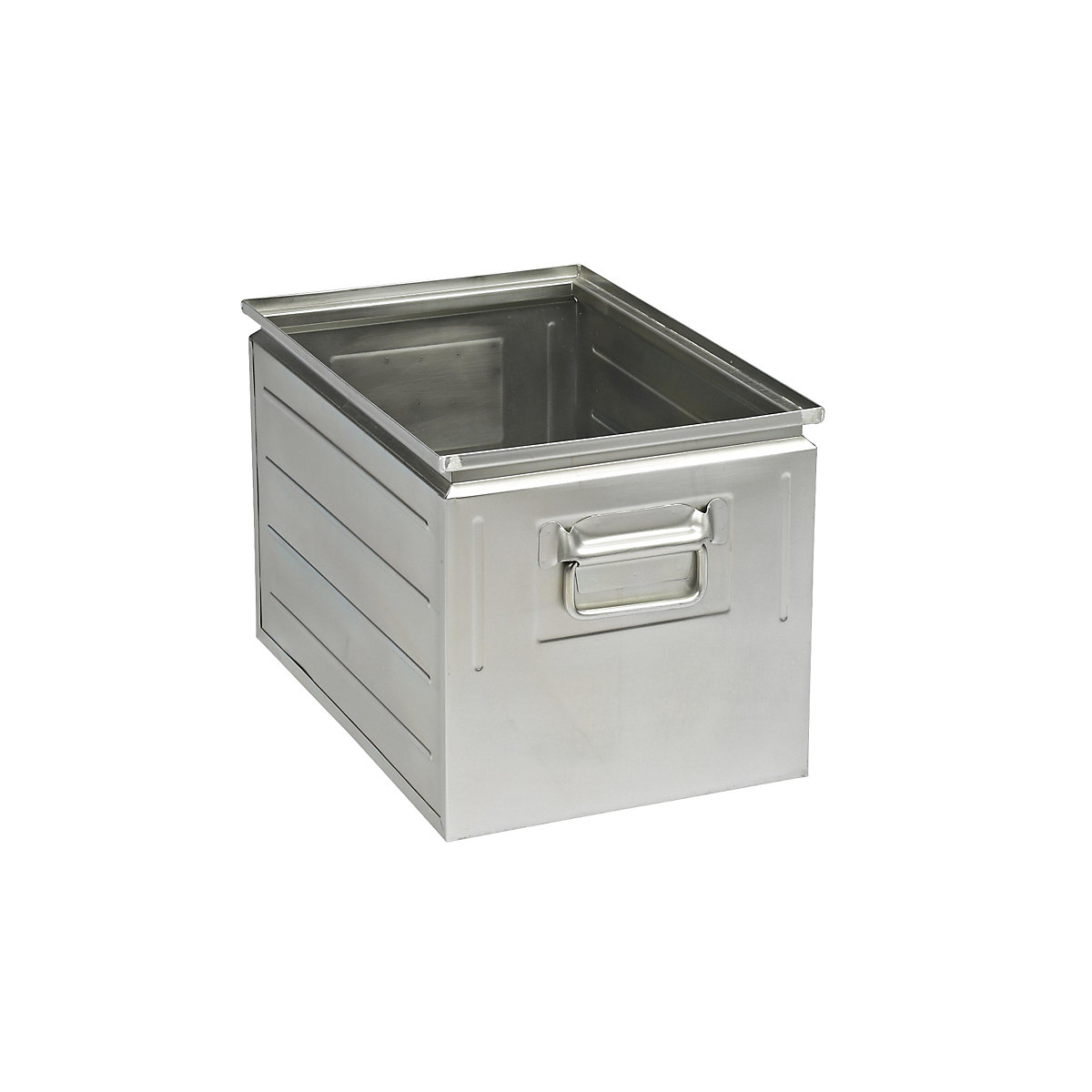 Stacking container made of sheet steel, capacity approx. 35 l, zinc plated
