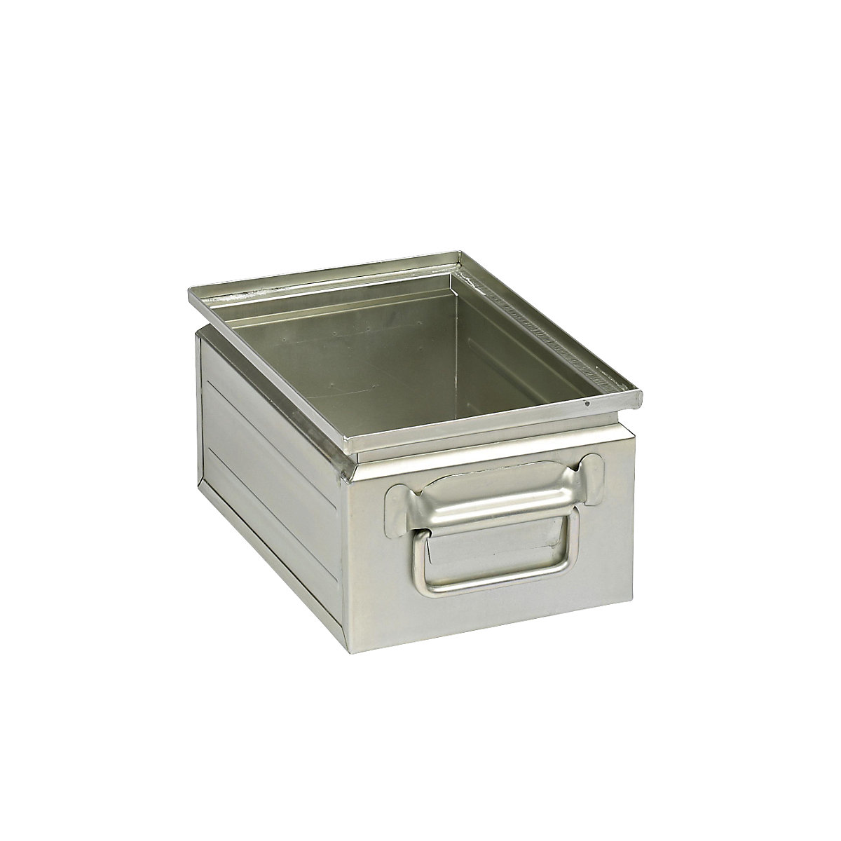 Stacking container made of sheet steel, capacity approx. 9 l, zinc plated