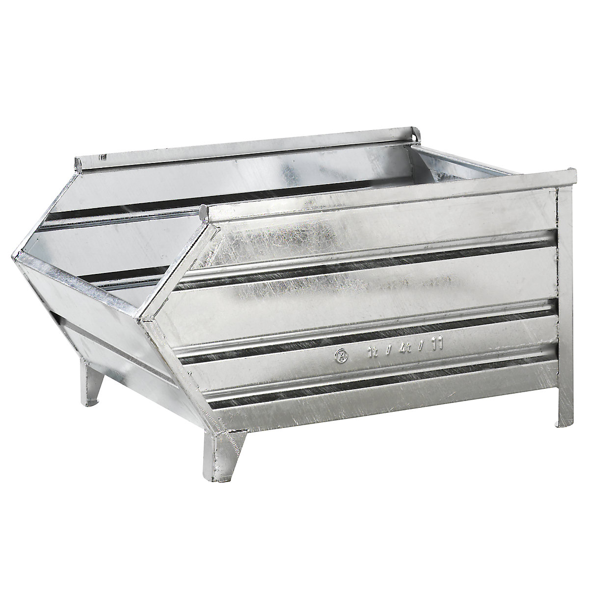Box pallet made of sheet steel, with access opening – Heson, LxW 1200 / 1000 x 800 mm, zinc plated, 5+ items-3