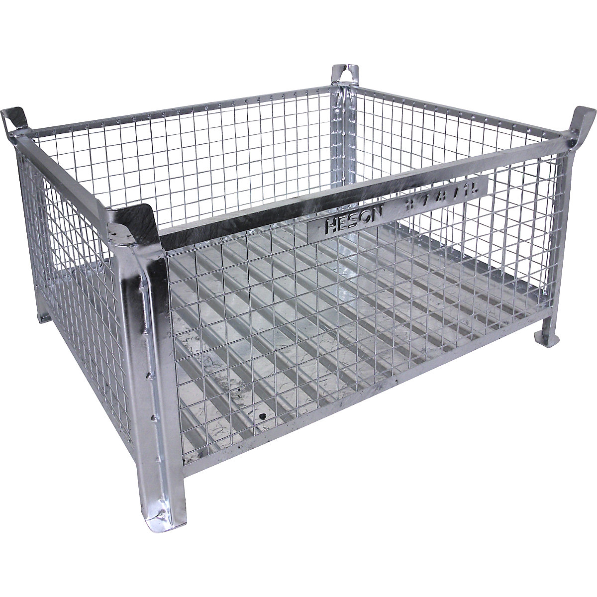 Box pallet with sheet steel base – Heson, LxW 1200 x 1000 mm, zinc plated, 5+ items-2