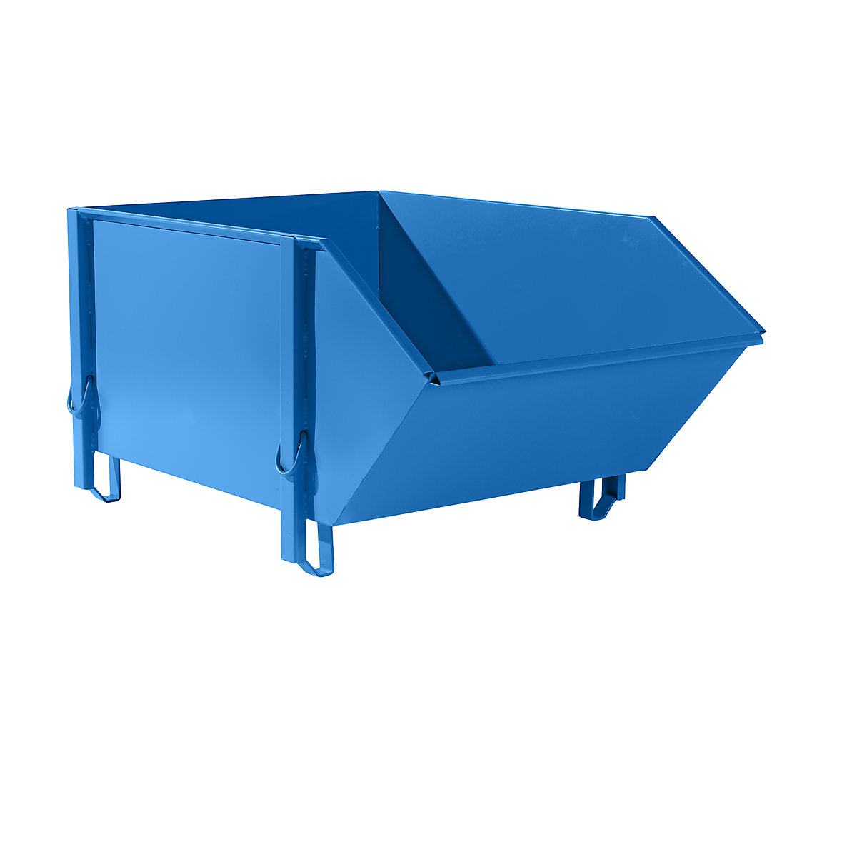 Sheet steel container – eurokraft pro, capacity 1 m³, without folding chute, light blue-5