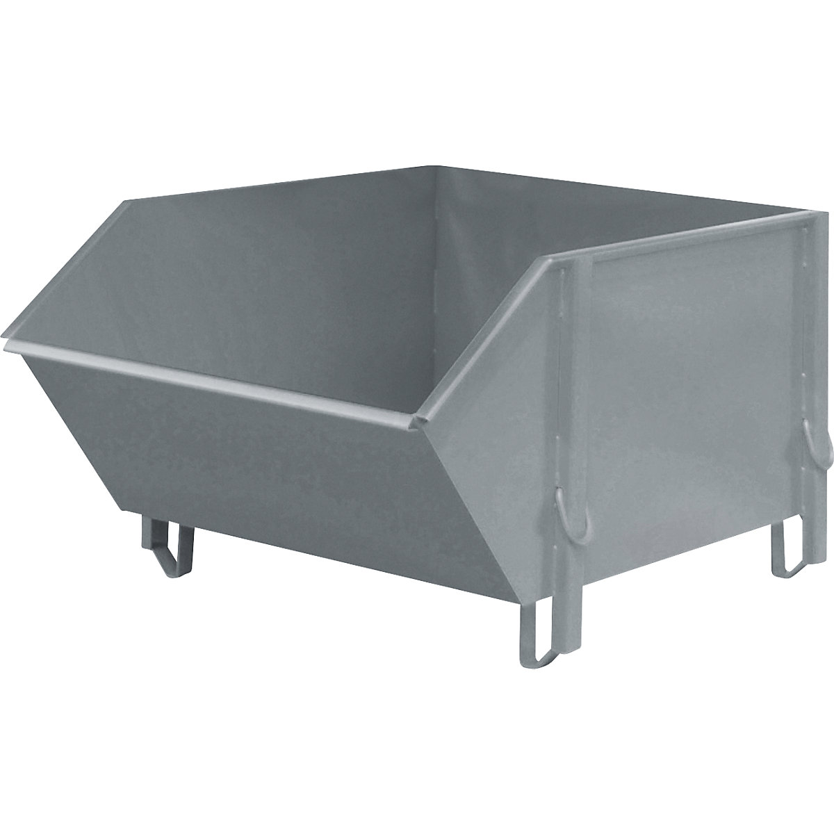 Sheet steel container – eurokraft pro, capacity 1 m³, without folding chute, mouse grey-6