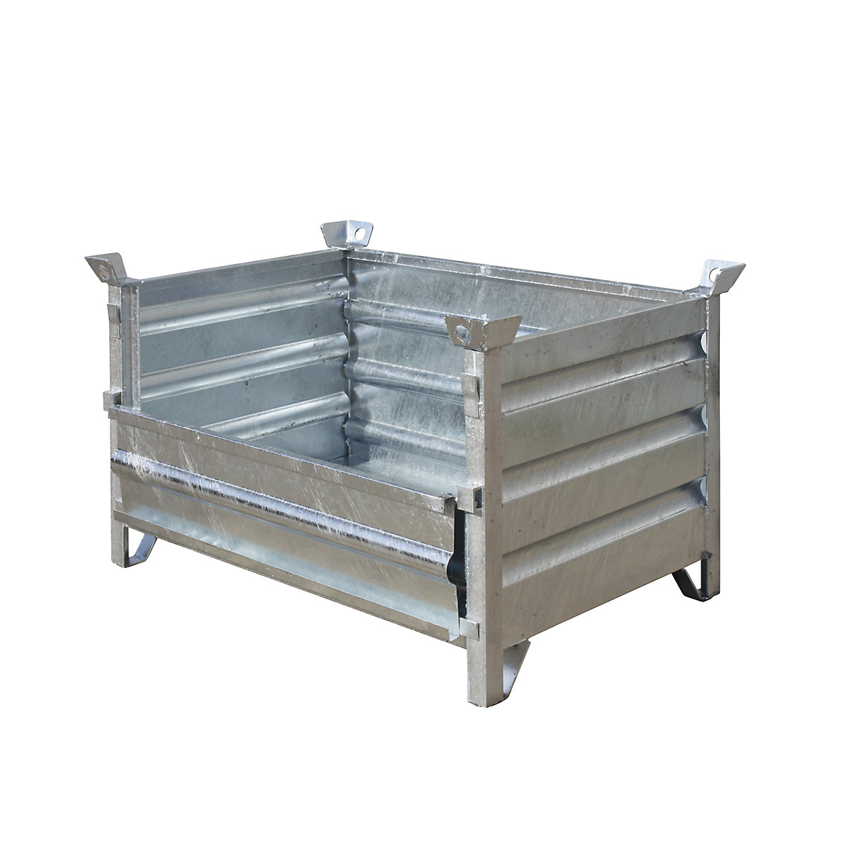 Solid panel box pallet – Eichinger, LxWxH 1200 x 800 x 750 mm, long side 1/3 foldable, zinc plated-2