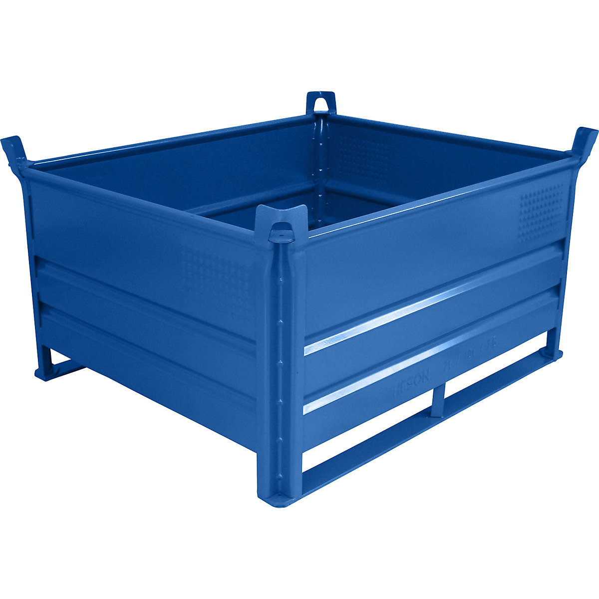Stacking container with runners – Heson, LxW 1000 x 800 mm, max. load 2000 kg, blue, 1+ items-5