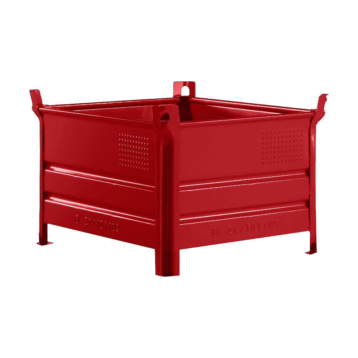 Stacking container with runners – Heson, LxW 1000 x 800 mm, max. load 2000 kg, red, 10+ items-4