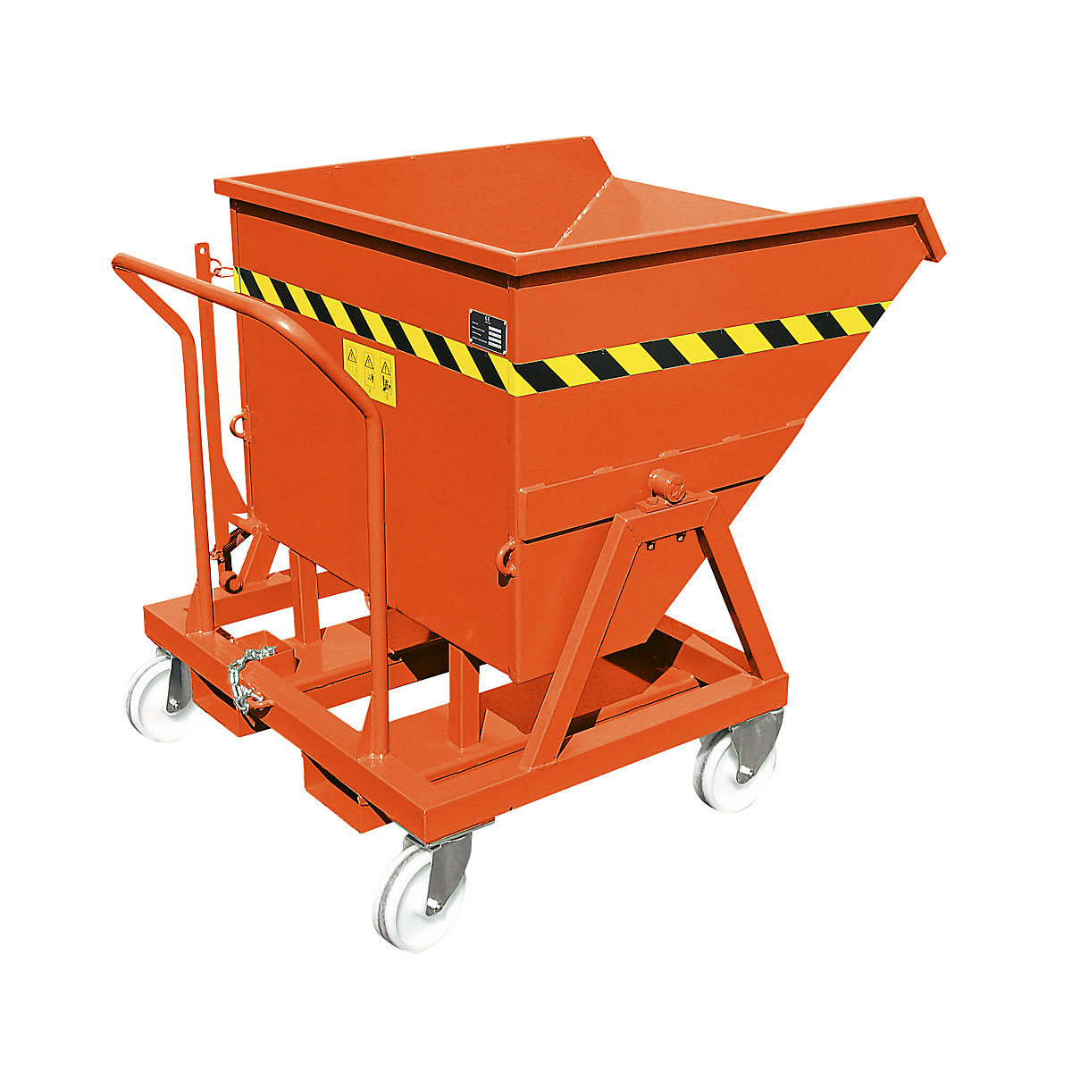 Mobile tilting skip with tilting mechanism