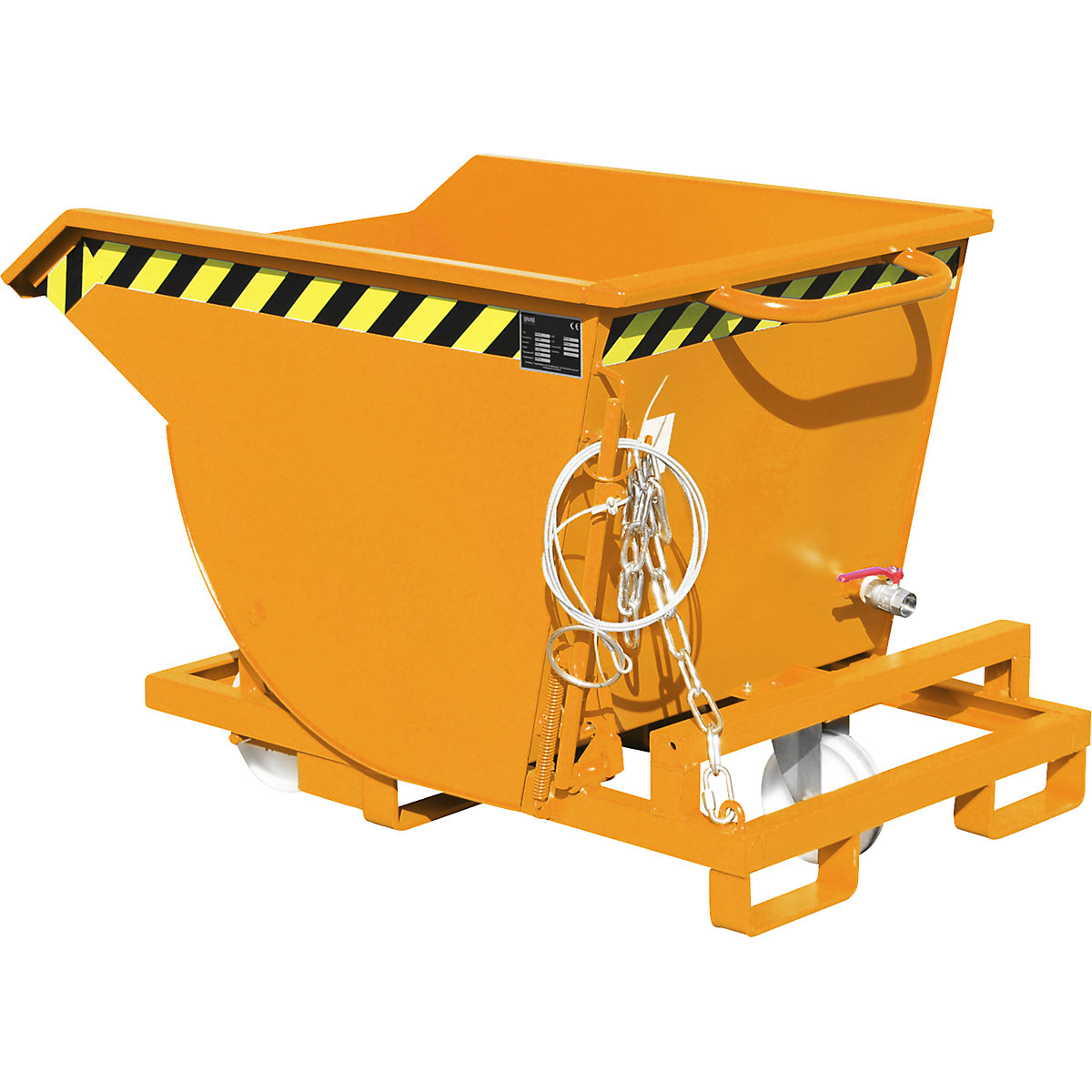 Tilting skip for metal swarf, with nylon wheels – eurokraft pro