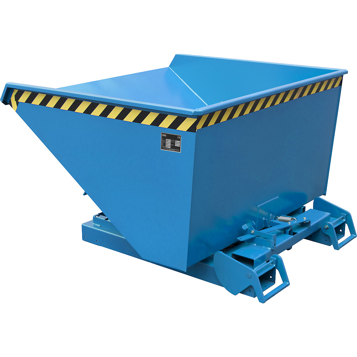 EUROKRAFTpro – Automatic tilting skip, capacity 1.2 m³, blue RAL 5012