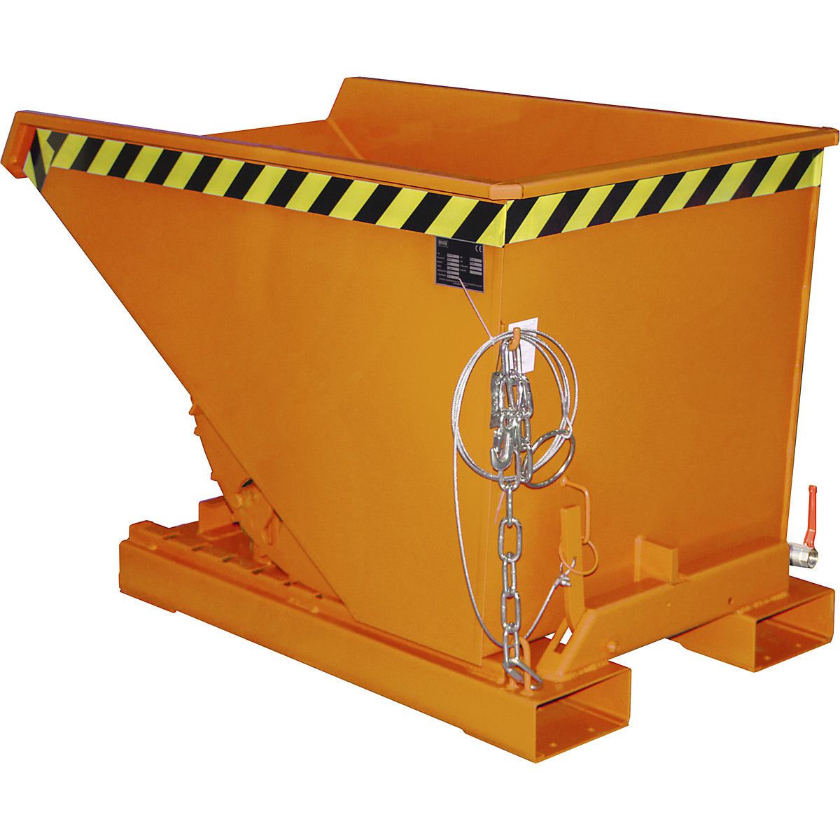 EXPO-E skip for metal swarf – eurokraft pro, capacity 0.3 m³, yellow orange-2