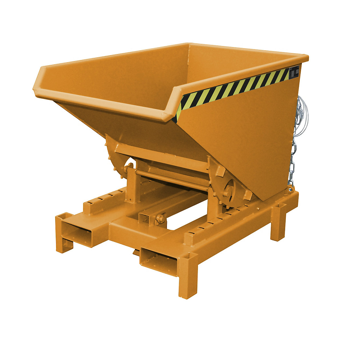 Heavy duty tilting skip – eurokraft pro, capacity 0.3 m³, max. load 4000 kg, orange RAL 2000-9