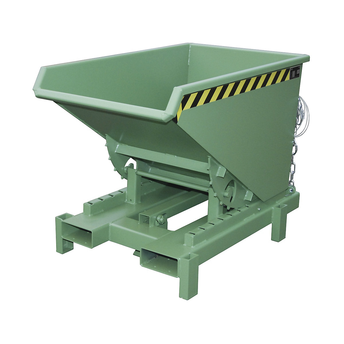 Heavy duty tilting skip – eurokraft pro, capacity 0.3 m³, max. load 4000 kg, green RAL 6011