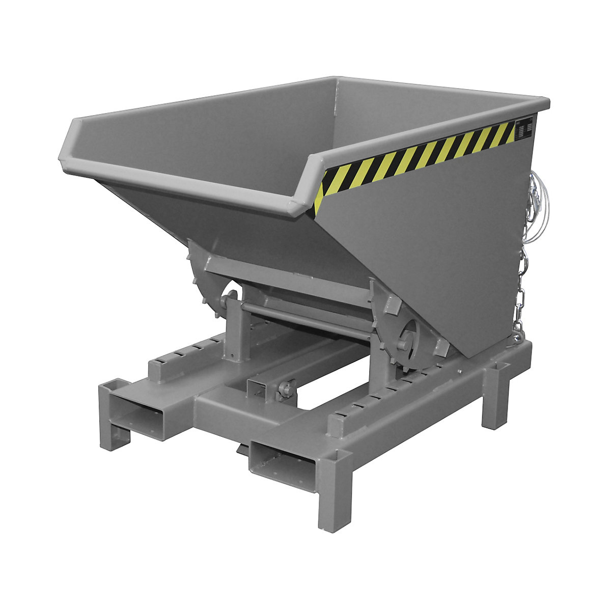 Heavy duty tilting skip – eurokraft pro, capacity 0.3 m³, max. load 4000 kg, grey RAL 7005