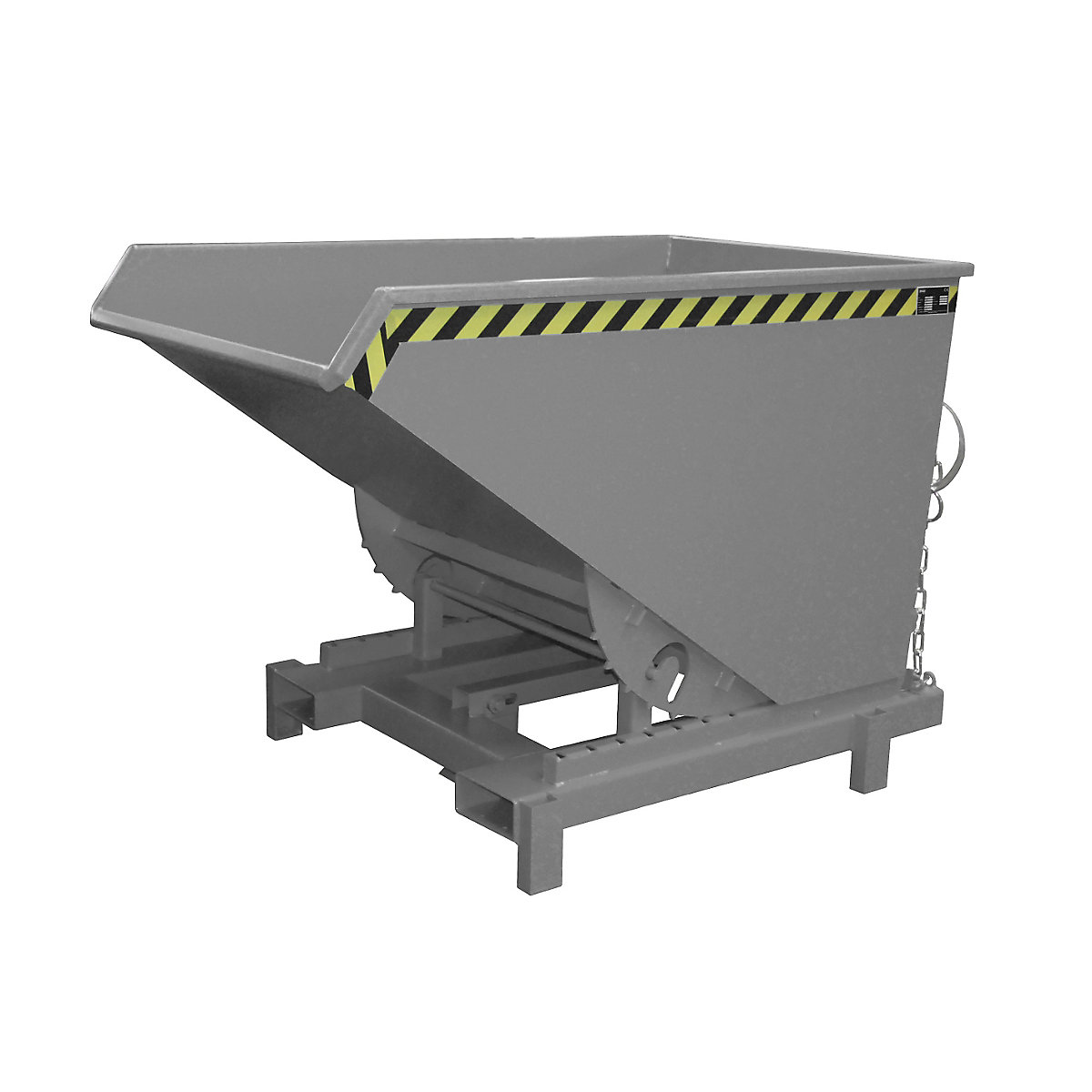 Heavy duty tilting skip – eurokraft pro, capacity 0.9 m³, max. load 4000 kg, grey RAL 7005-10