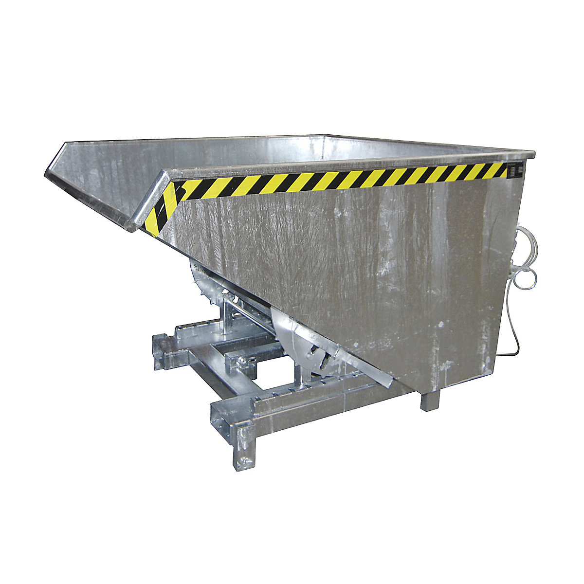 Heavy duty tilting skip – eurokraft pro, capacity 0.9 m³, max. load 4000 kg, hot dip galvanised in accordance with EN ISO 1461-8