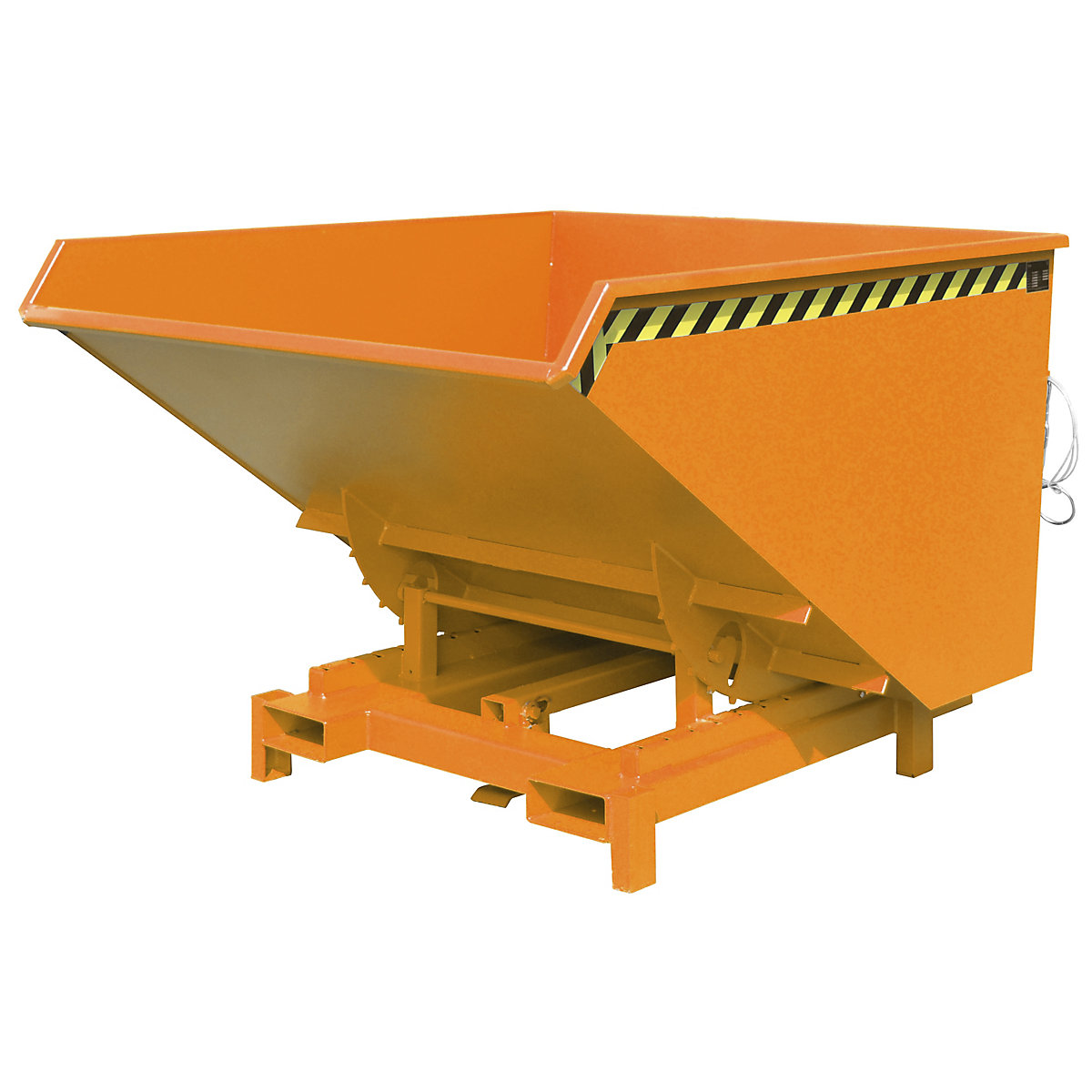 Heavy duty tilting skip – eurokraft pro, capacity 2.1 m³, max. load 4000 kg, orange RAL 2000-8