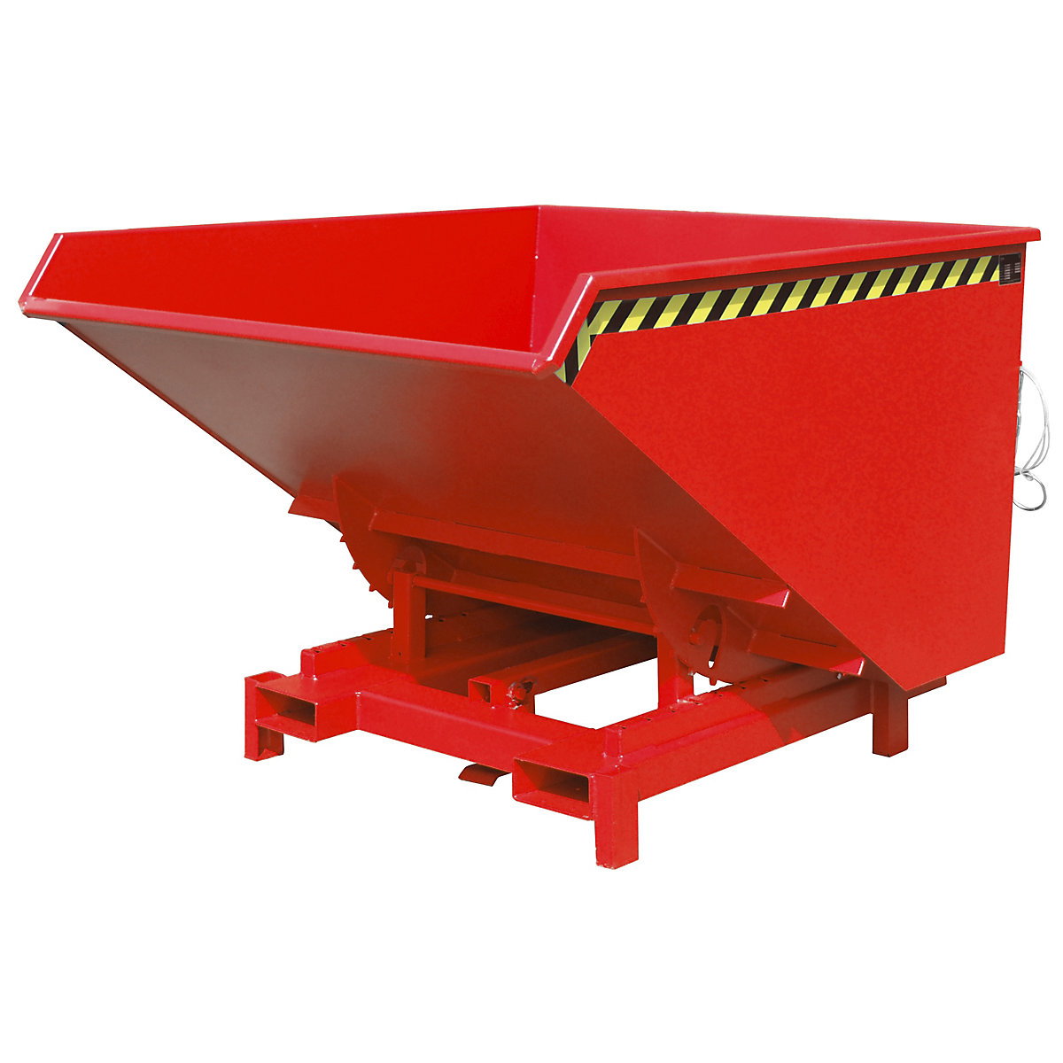 Heavy duty tilting skip – eurokraft pro, capacity 2.1 m³, max. load 4000 kg, red RAL 3000-11