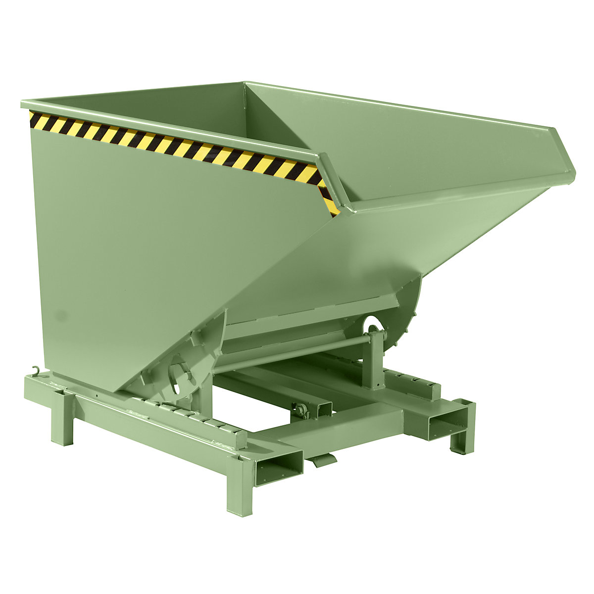 Heavy duty tilting skip – eurokraft pro, capacity 1.2 m³, max. load 4000 kg, green RAL 6011-9