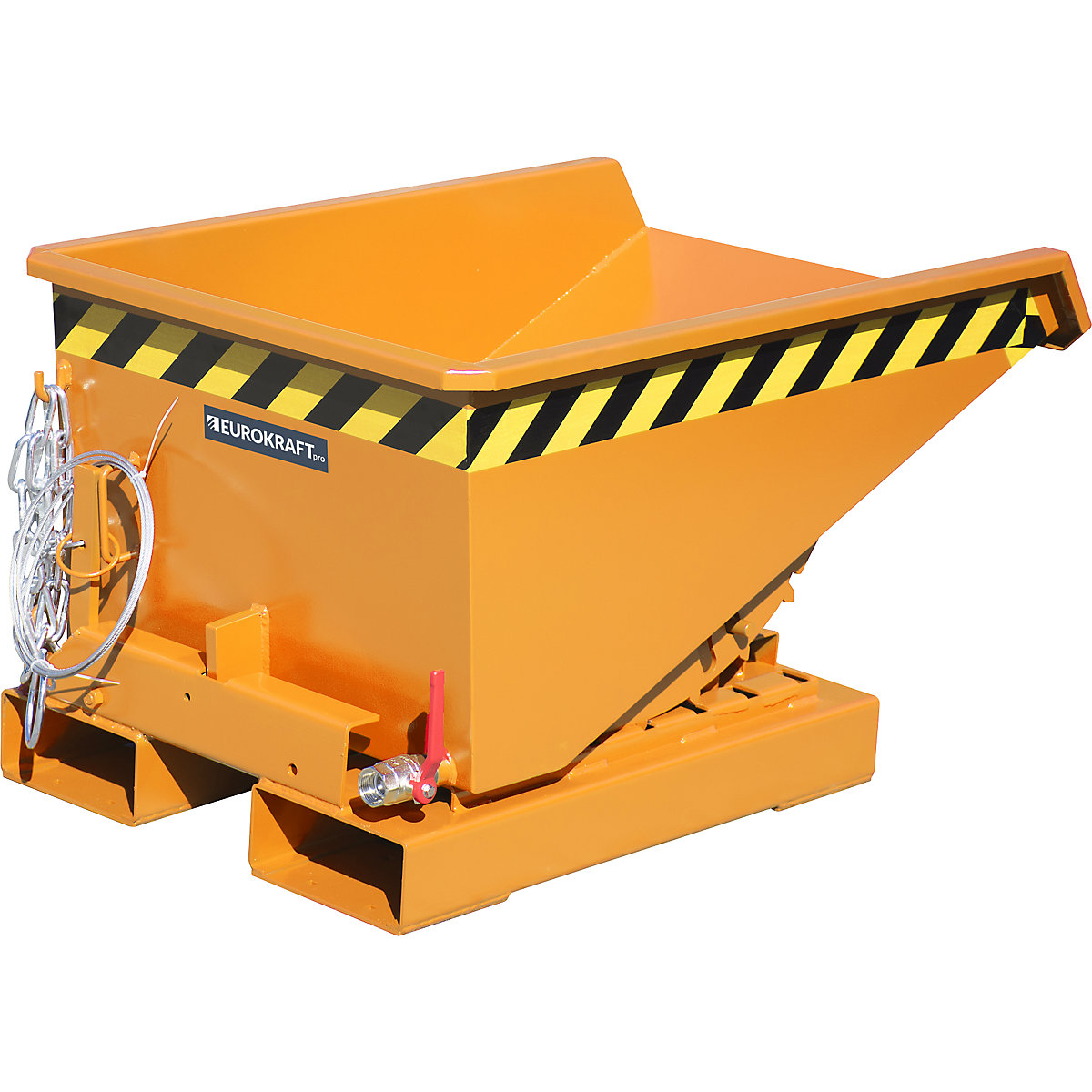 EUROKRAFTpro – Mini tilting skip for chippings, capacity 0.275 m³, orange RAL 2000