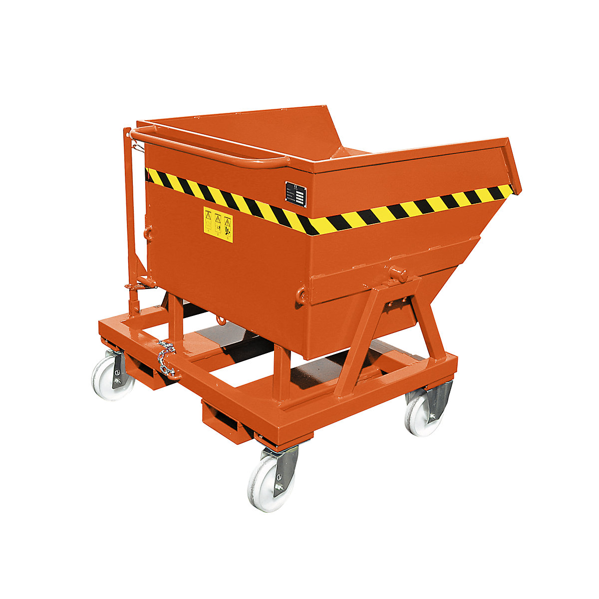 Mobile tilting skip with tilting mechanism, without sieve insert, max. load 1000 kg, capacity 0.43 m³-9